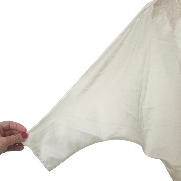 NWT Olga Designer Collection Vintage Ivory Romantic Lace Kimono Short Robe Sz M - Picture 6 of 10